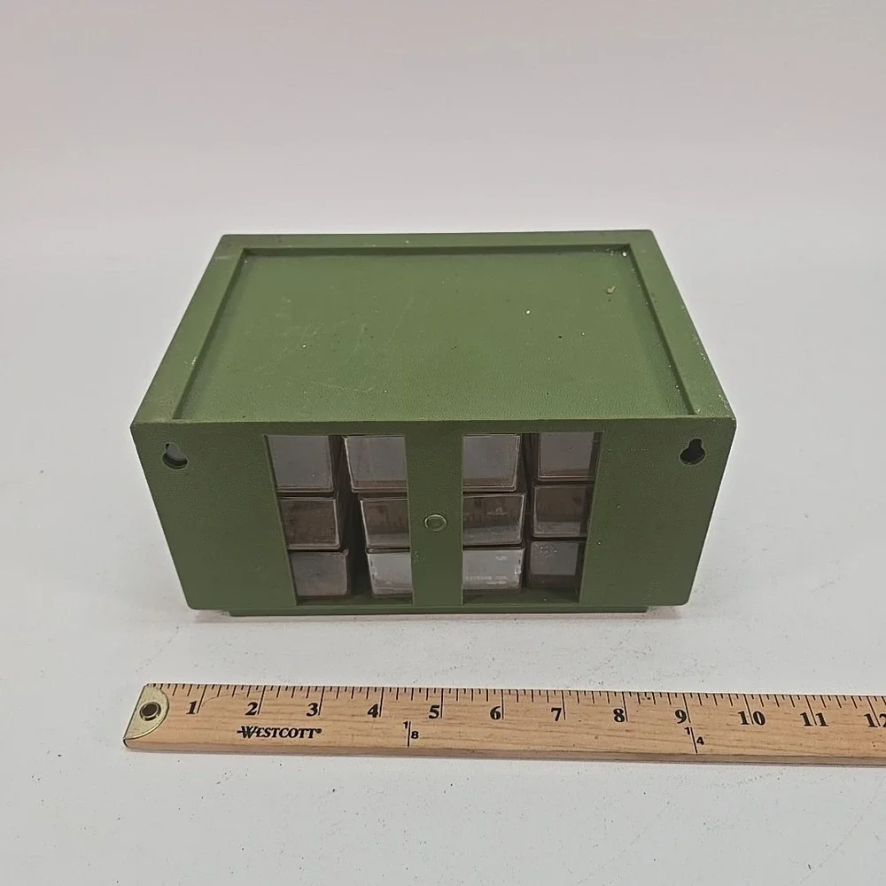 Vintage 9 Drawer‎ Green Storage Parts Bin Organizer